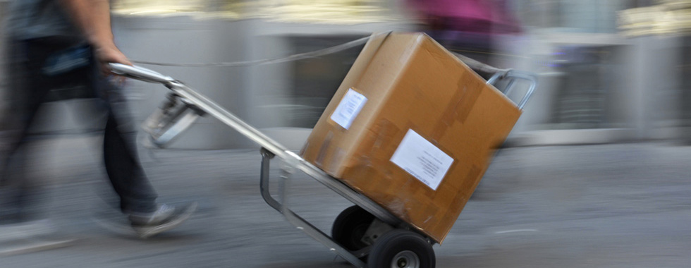 Courier delivering a package